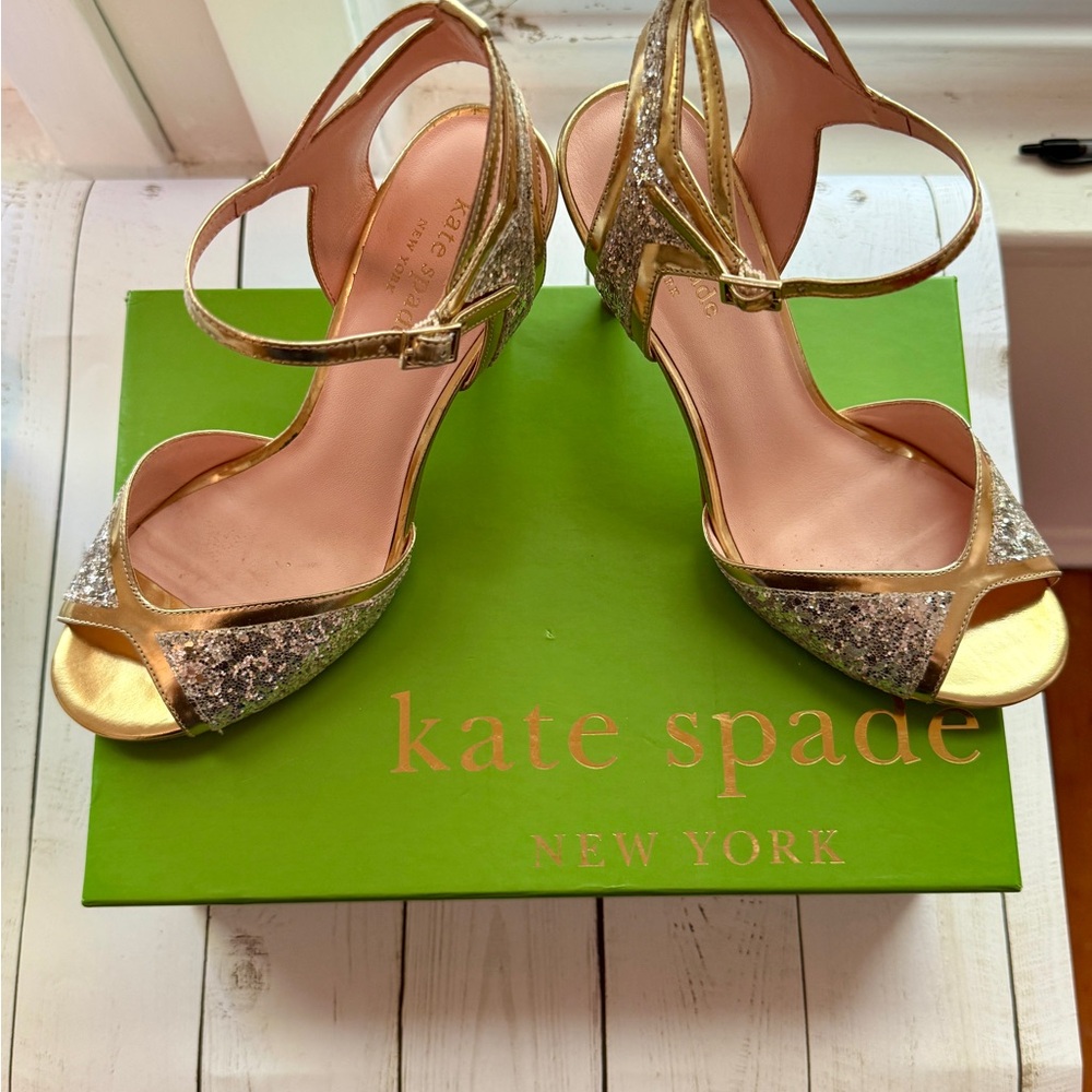 Kate Spade | Gold Glitter Heels - Picture 2 of 8